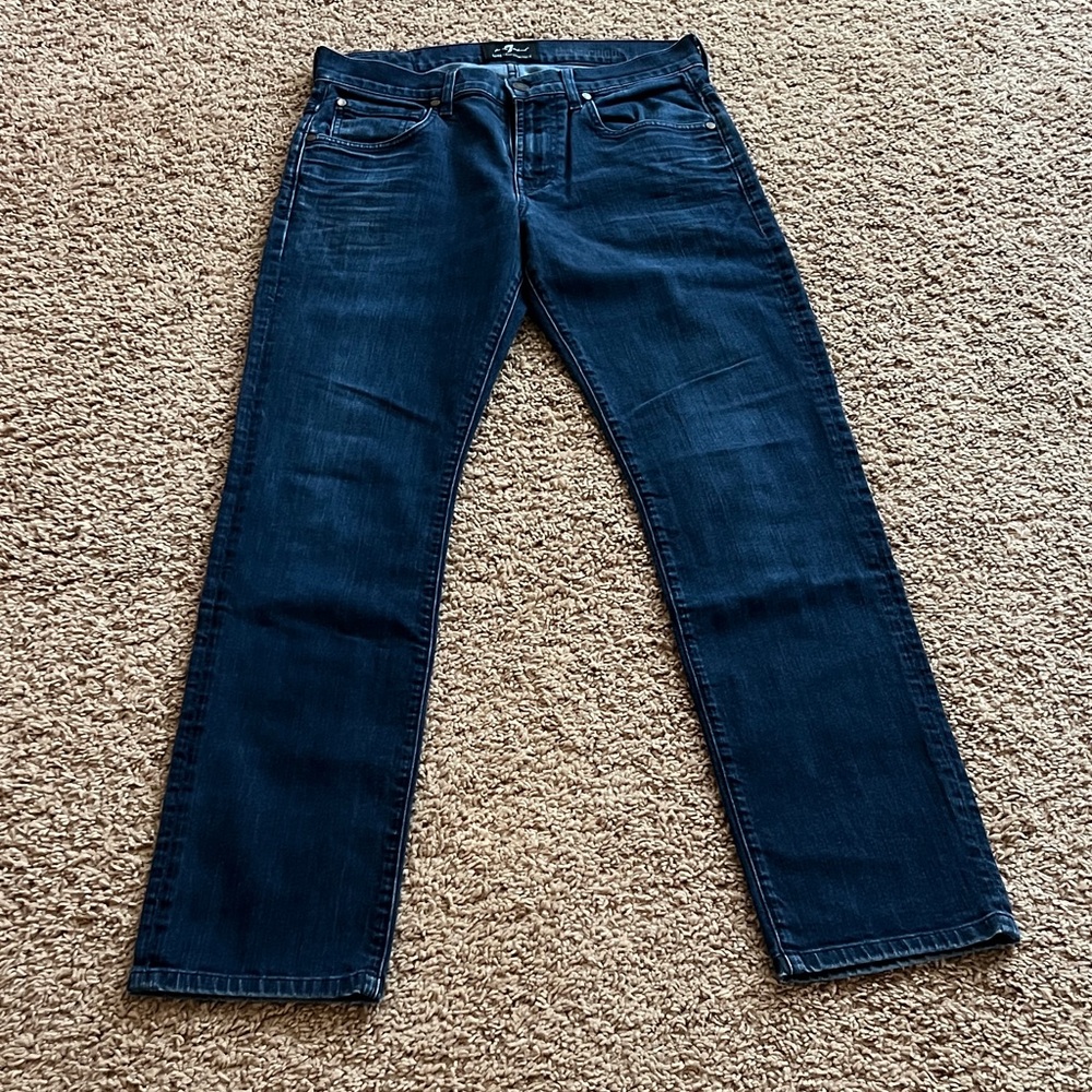 7 For All Mankind Dark Blue Straight Jeans